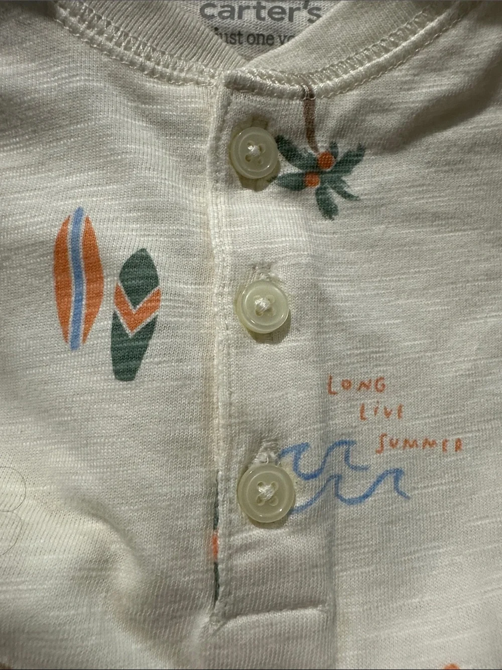 Carter's Cream Short-Sleeve Beach Print Baby Romper